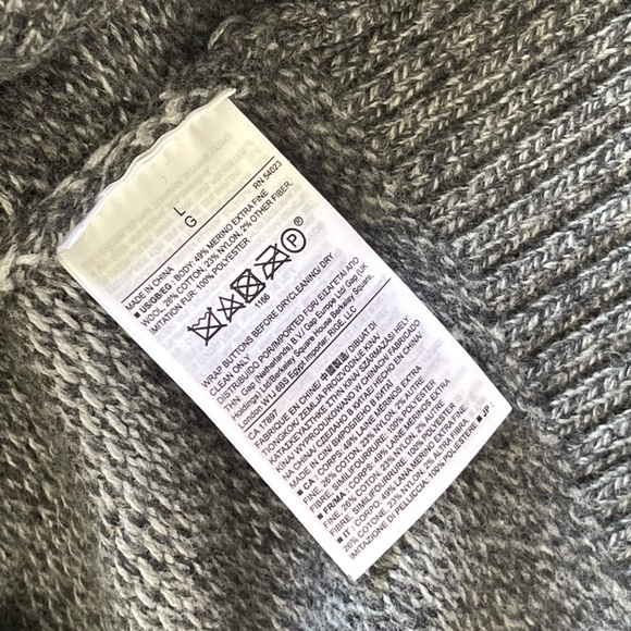 Banana Republic Birdseye Grey Stripe Wool Shawl Neck Pullover Sweater - Picture 9 of 12